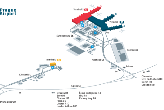 Терминалы аэропорта в Праге