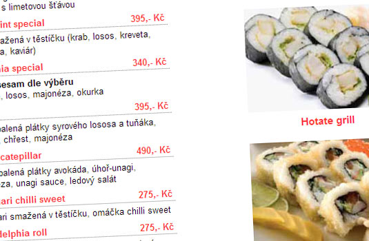Цены на суши и роллы в Праге
